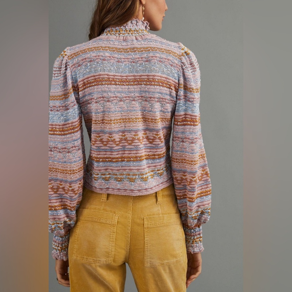 Cecilia Prado Anthropologie sweater knit pastel puff balloon sleeve mock neck - Picture 7 of 7